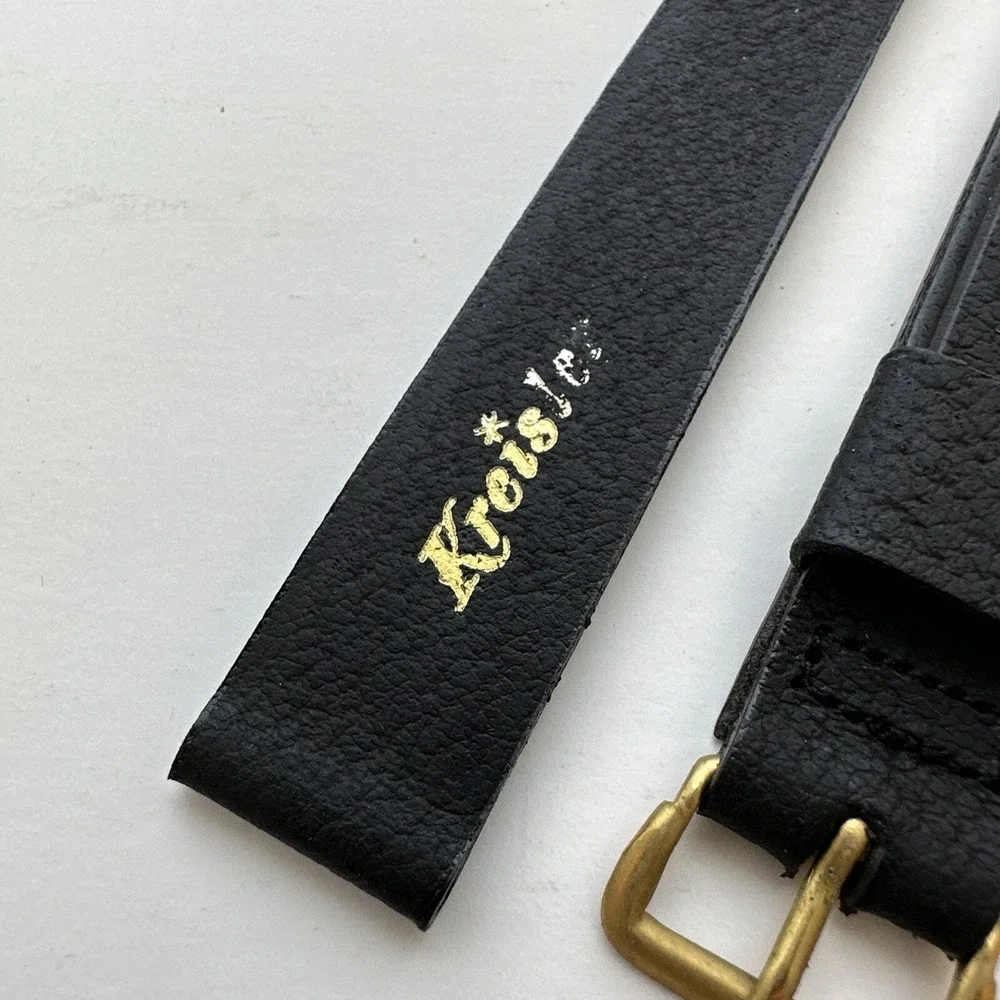 Kreisler Vintage Watch Strap 18mm Black Genuine Leather Gold Buckle Band